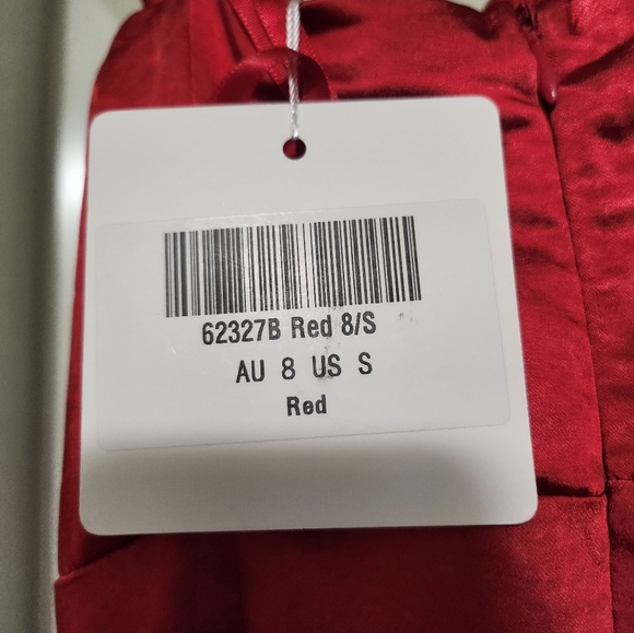 Selfie Leslie Bebe Satin Cowl Neck Wrap Dress Red - Picture 6 of 8